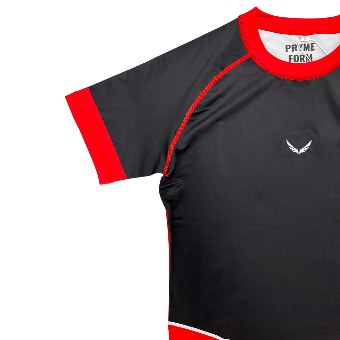 R10. Rashguard short sleeve - Red/Black