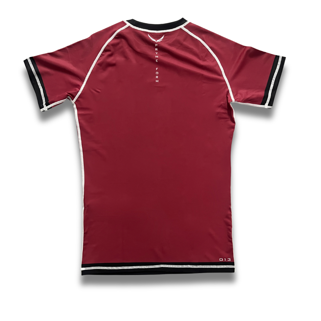 R13. Rashguard short sleeve - Burgundy/ Black