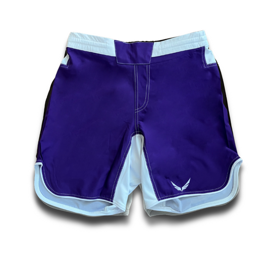 S03.Mid thigh cut shorts - Purple/white