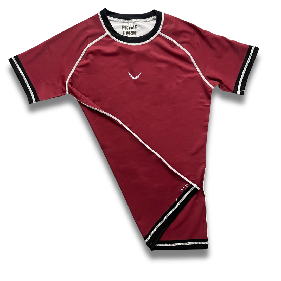 R13. Rashguard short sleeve - Burgundy/ Black