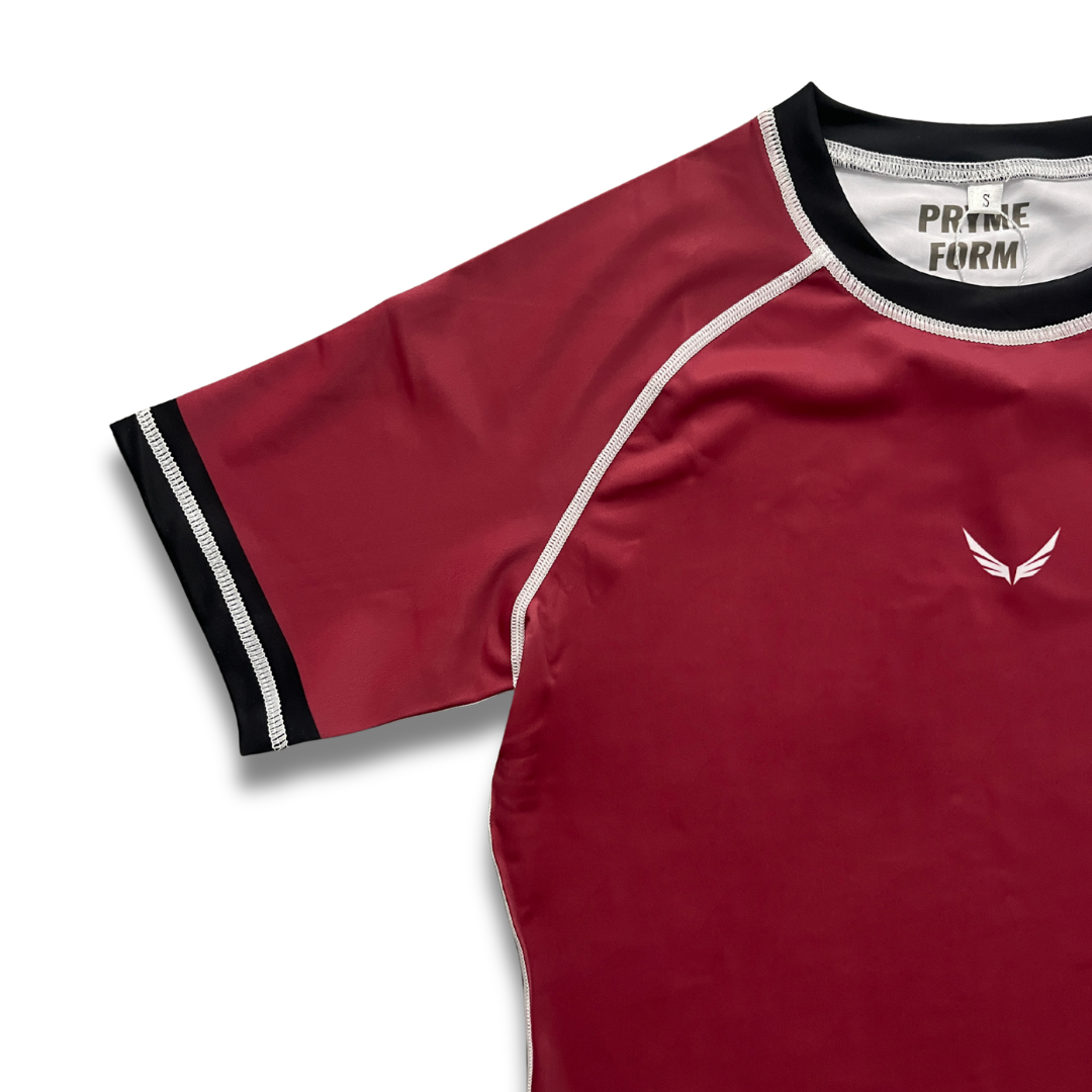 R13. Rashguard short sleeve - Burgundy/ Black