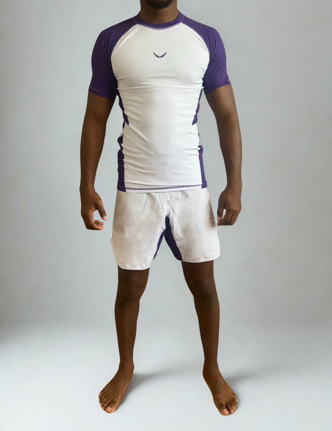 R04. Rashguard short sleeve - White/Purple