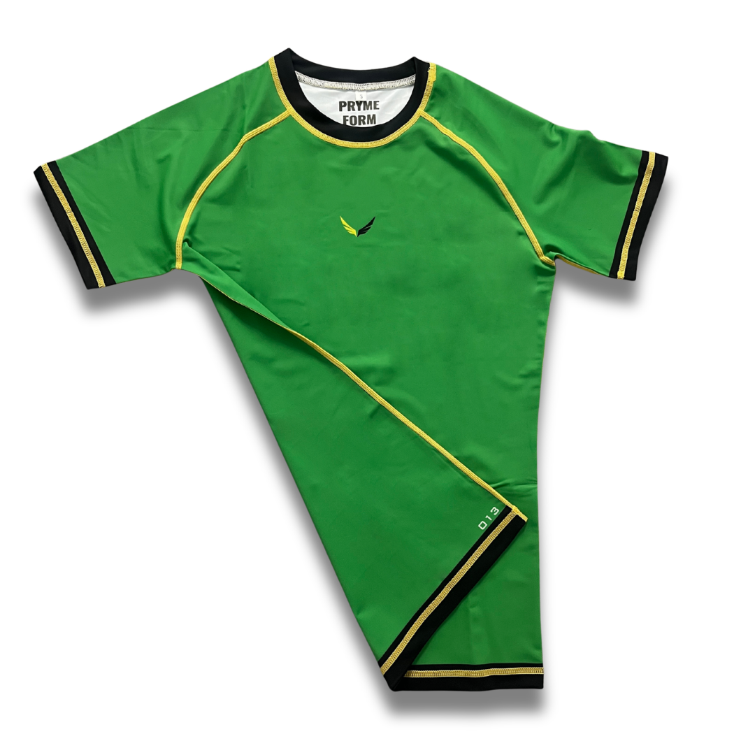 R13. Rashguard short sleeve - Lime Green/ Black