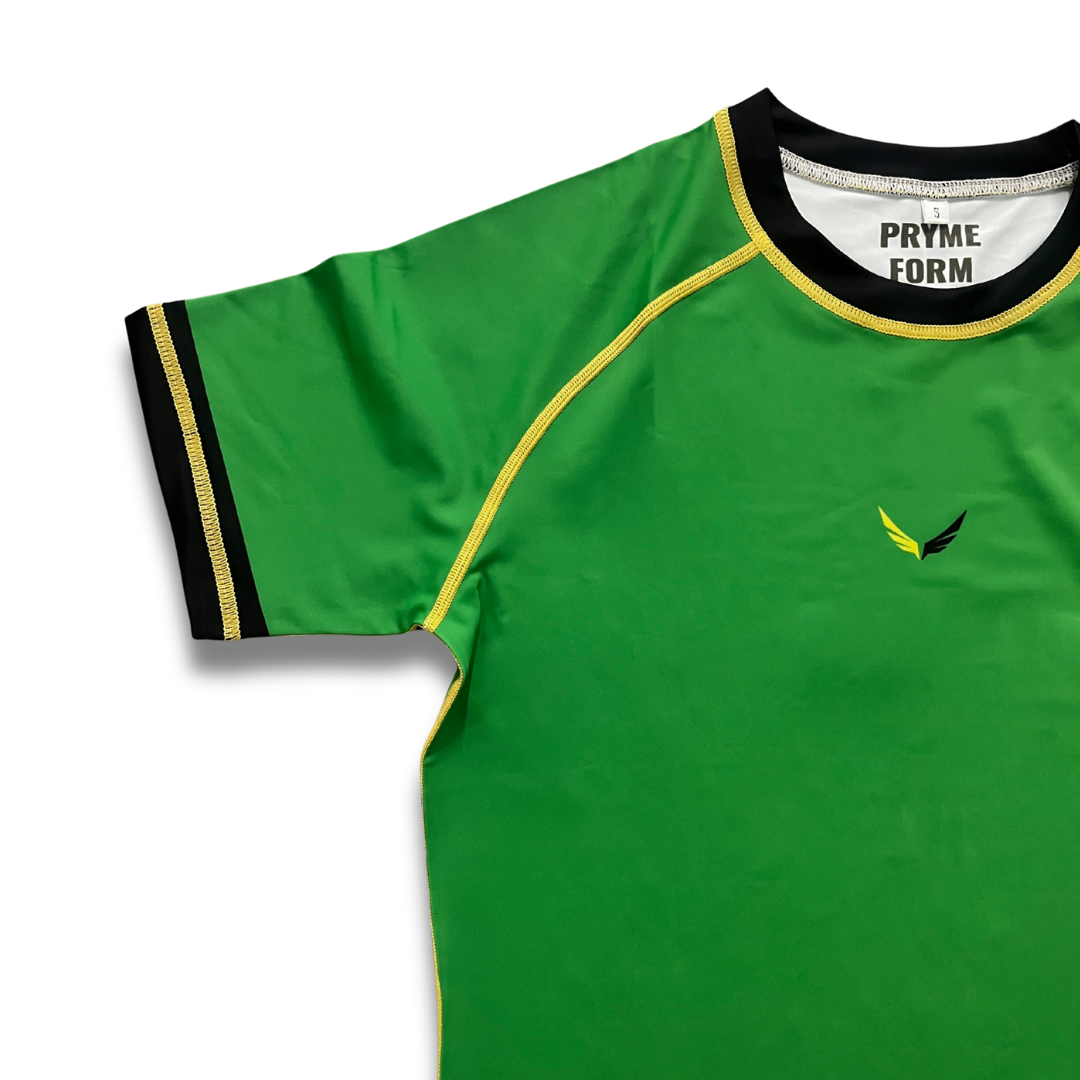 R13. Rashguard short sleeve - Lime Green/ Black