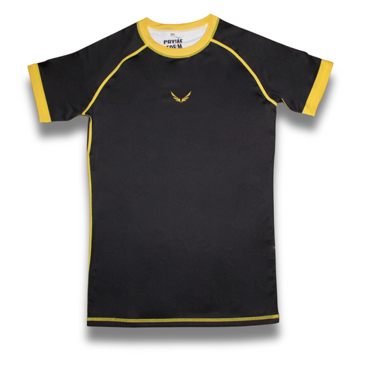 R03. Rashguard short sleeve - Black/Yellow
