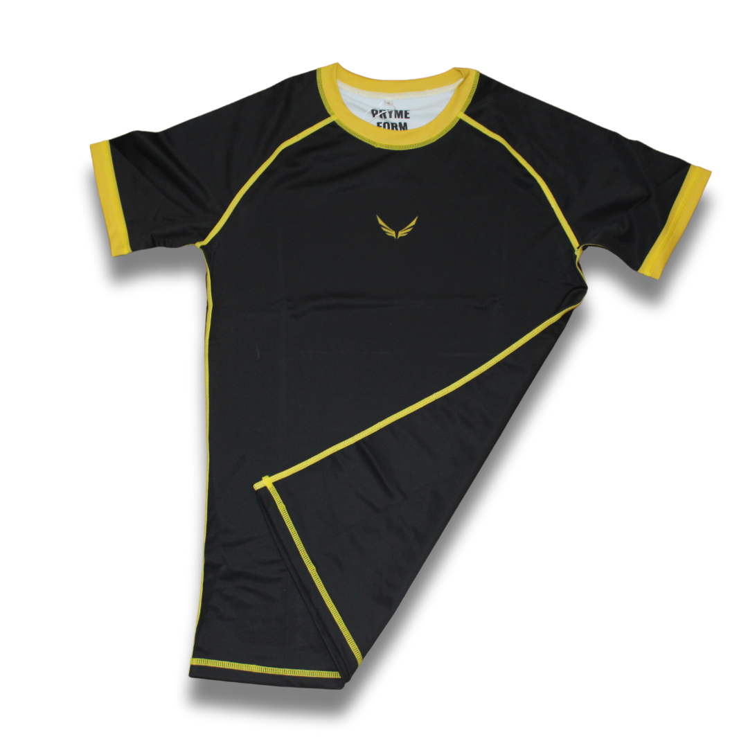 R03. Rashguard short sleeve - Black/Yellow