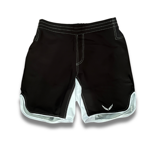 S04.Mid thigh cut shorts - Black/white