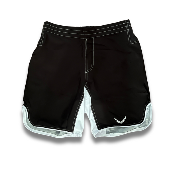 S04.Mid thigh cut shorts - Black/white