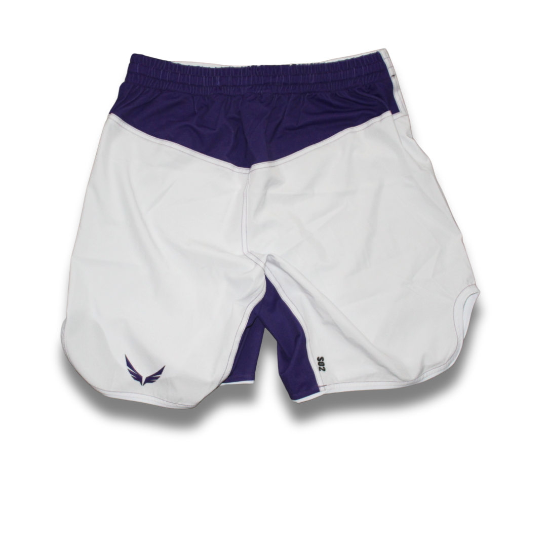 S02.Mid thigh cut shorts - White/Purple