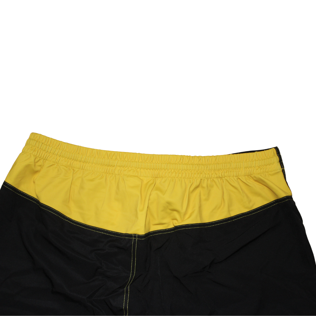 S01.Mid thigh cut shorts - Black/Yellow