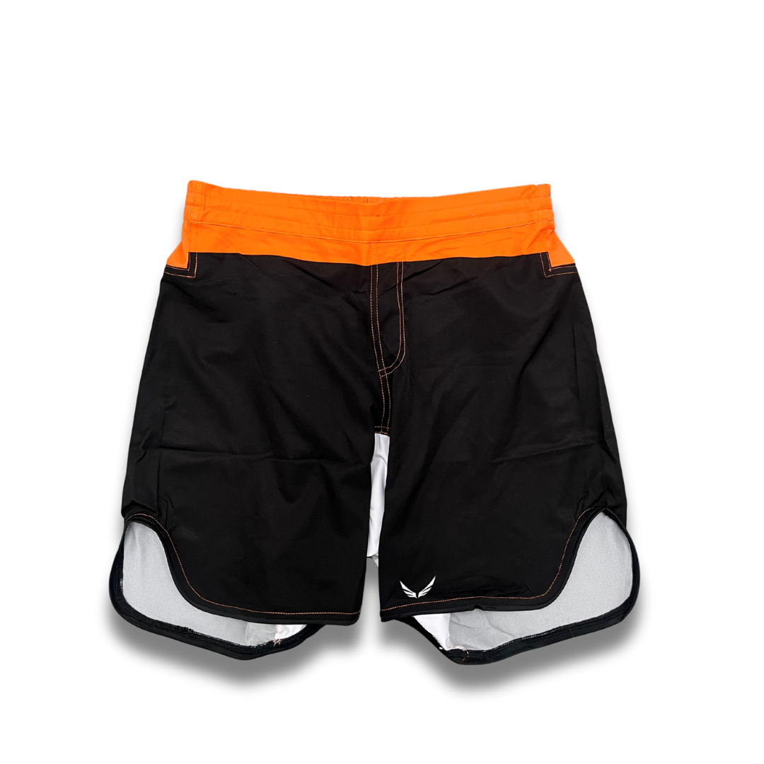 S05.Mid thigh cut shorts - Orange/Black