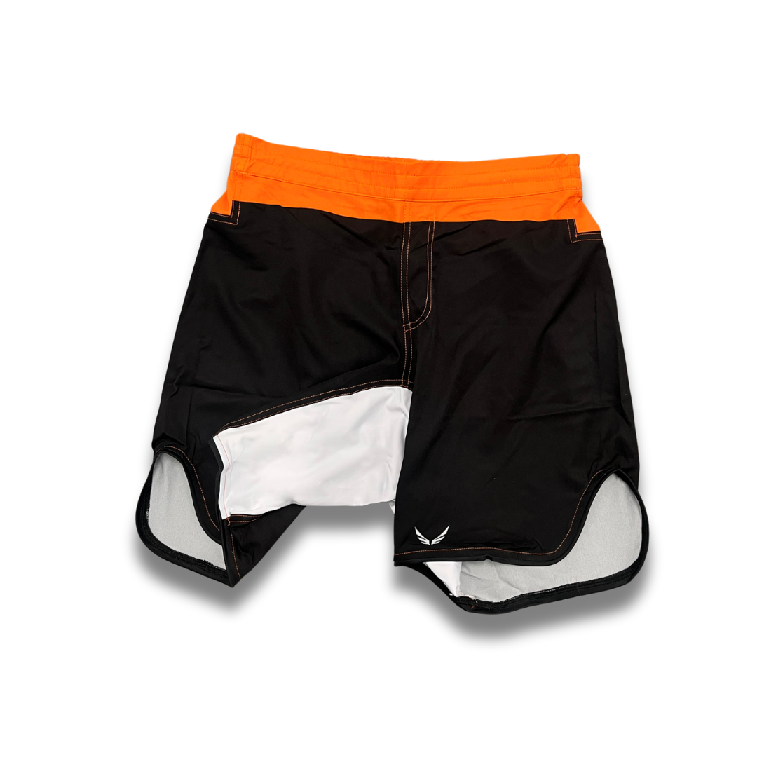 S05.Mid thigh cut shorts - Orange/Black