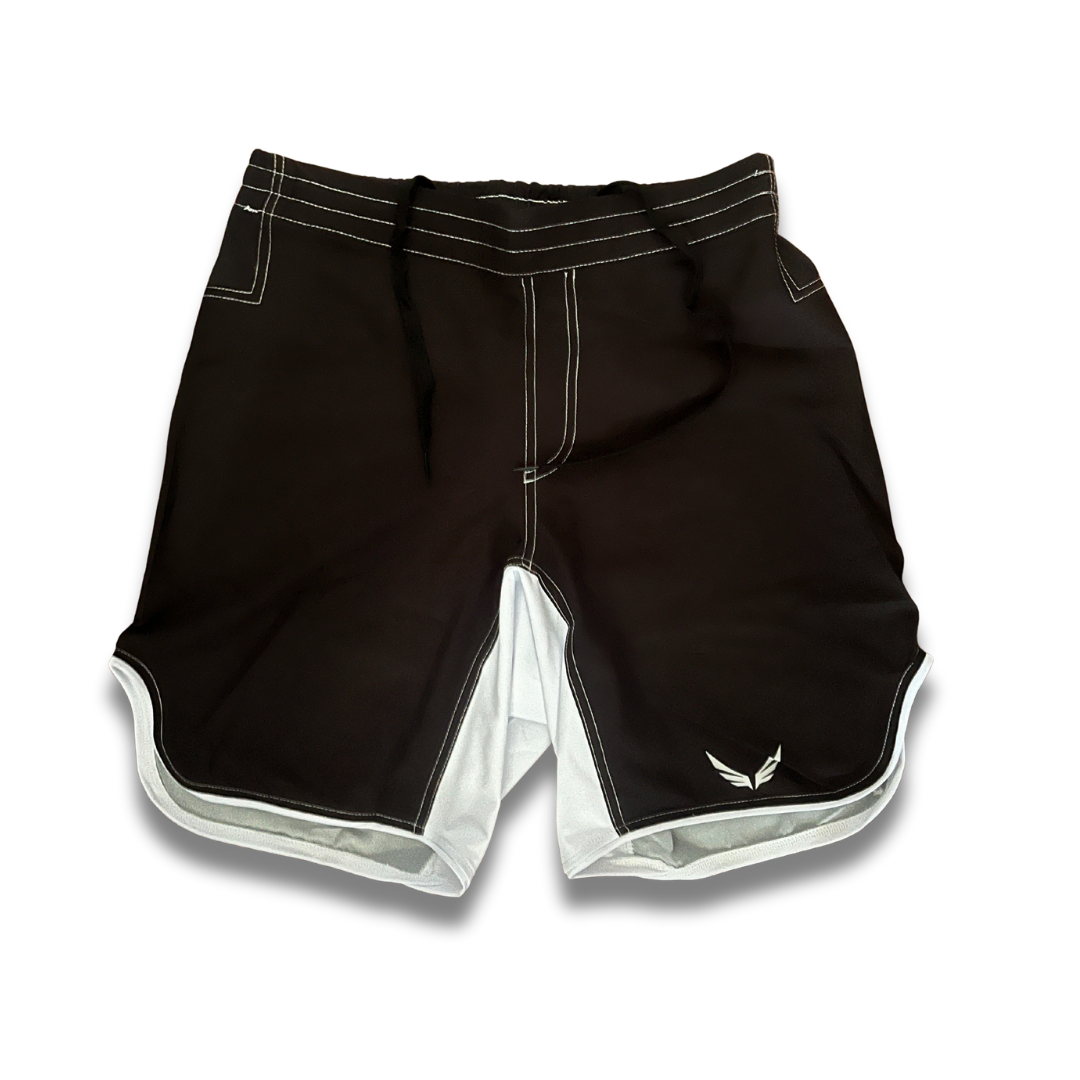 S04.Mid thigh cut shorts - Black/white