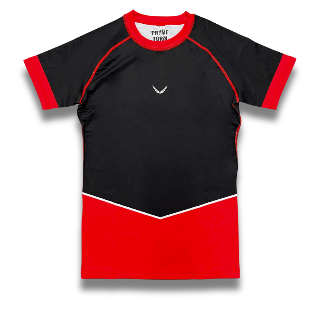 R10. Rashguard short sleeve - Red/Black