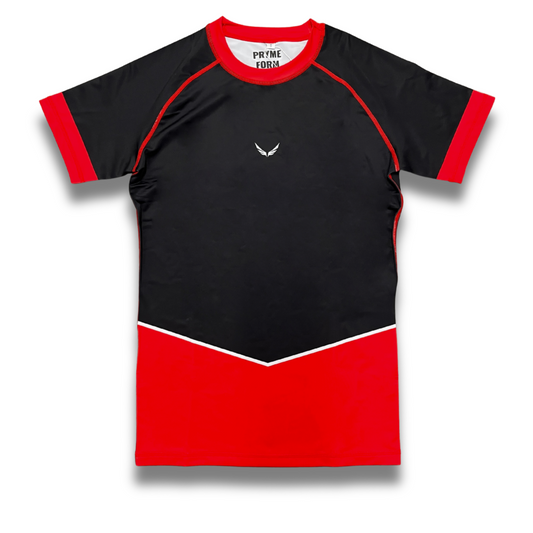 R10. Rashguard short sleeve - Red/Black