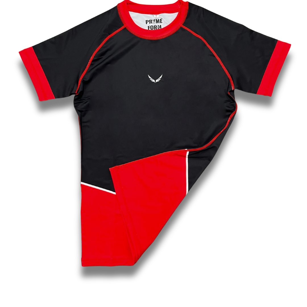 R10. Rashguard short sleeve - Red/Black