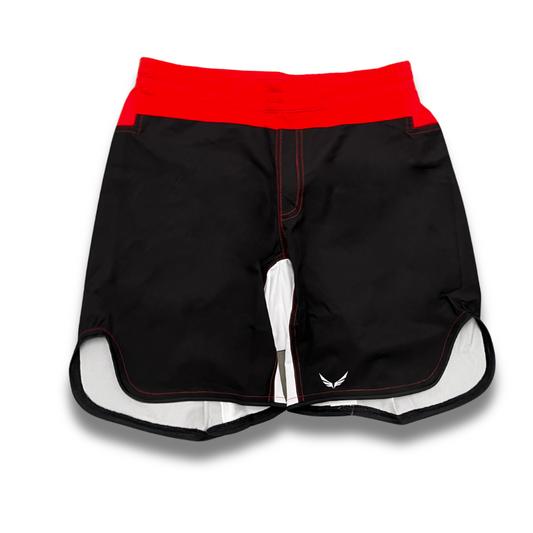 S06.Mid thigh cut shorts - Red/Black
