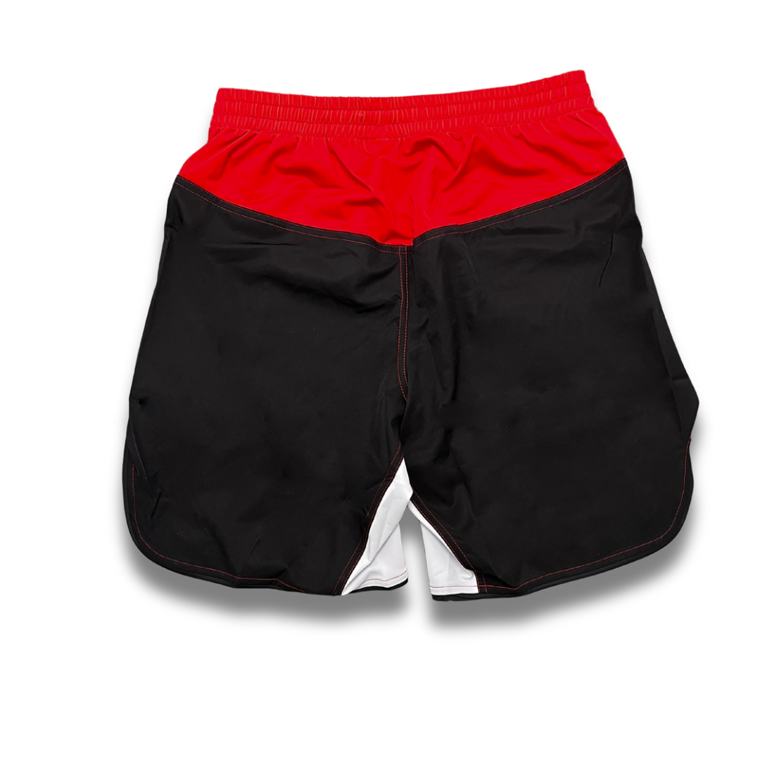 S06.Mid thigh cut shorts - Red/Black