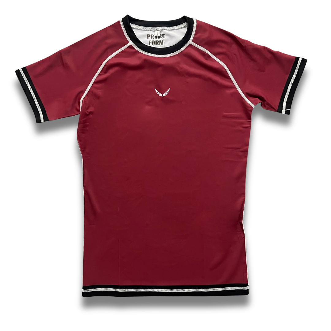 R13. Rashguard short sleeve - Burgundy/ Black